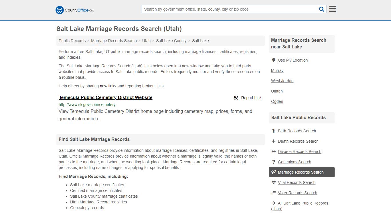 Marriage Records Search - Salt Lake, UT (Marriage Licenses & Certificates)